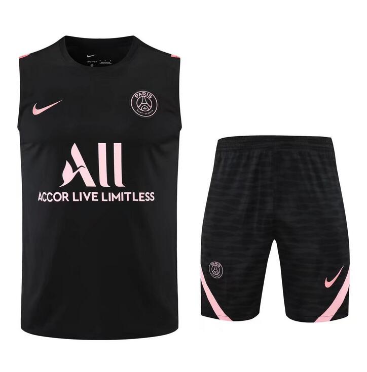 PSG Black Vest Training Kits Soccer Shirt with Shorts 2020/21